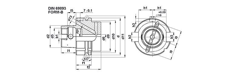 HSK-B DIN 69893 Shank Detail