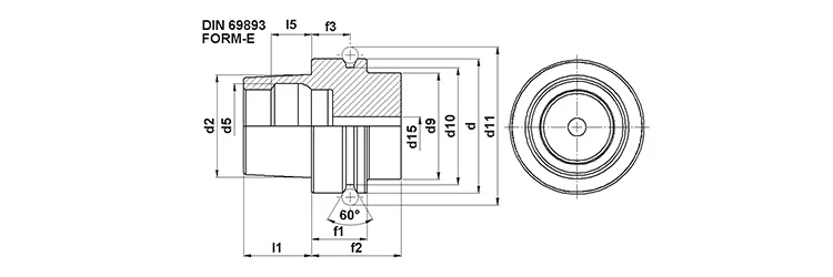 HSK-E DIN 69893 Shank Detail